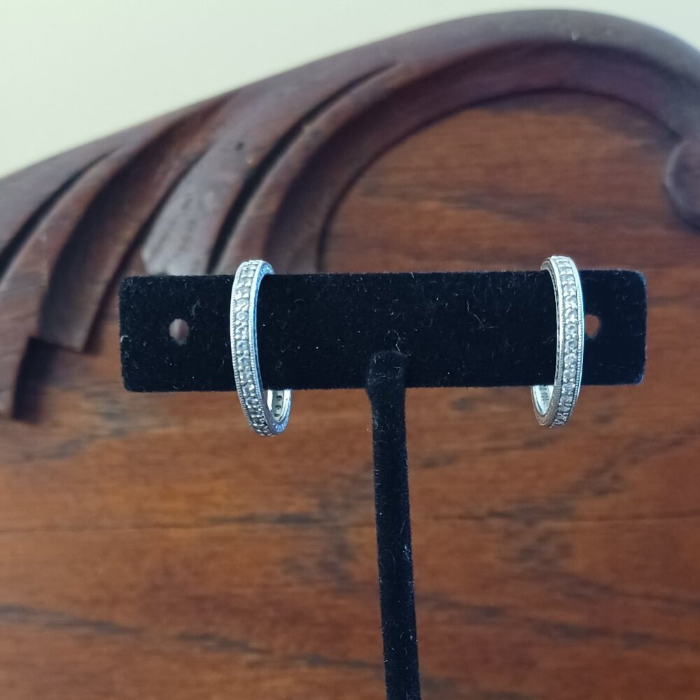 Pair of Tacori eternity band set of 2.  Sterling silver with CZ Dominique accent
